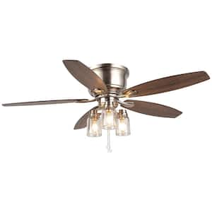 Stoneridge 52 in. Indoor/Outdoor LED Brushed Nickel Hugger Ceiling Fan with Light Kit and 5 Reversible Blades