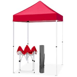 5 ft. x 5 ft. Red Pop Up Canopy Tent Instant Outdoor Canopy