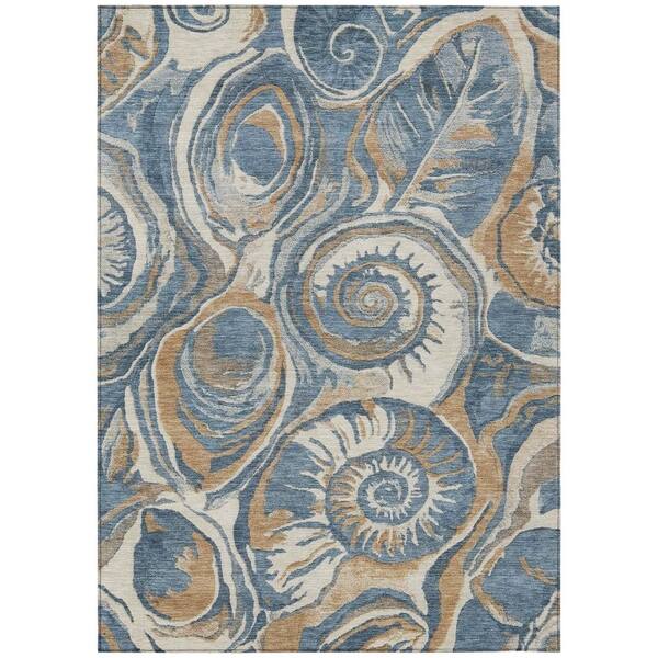 Chantille Machine Washable Indoor/Outdoor Abstract ACN3019 Denim 9 ft. x 12 ft. Area Rug