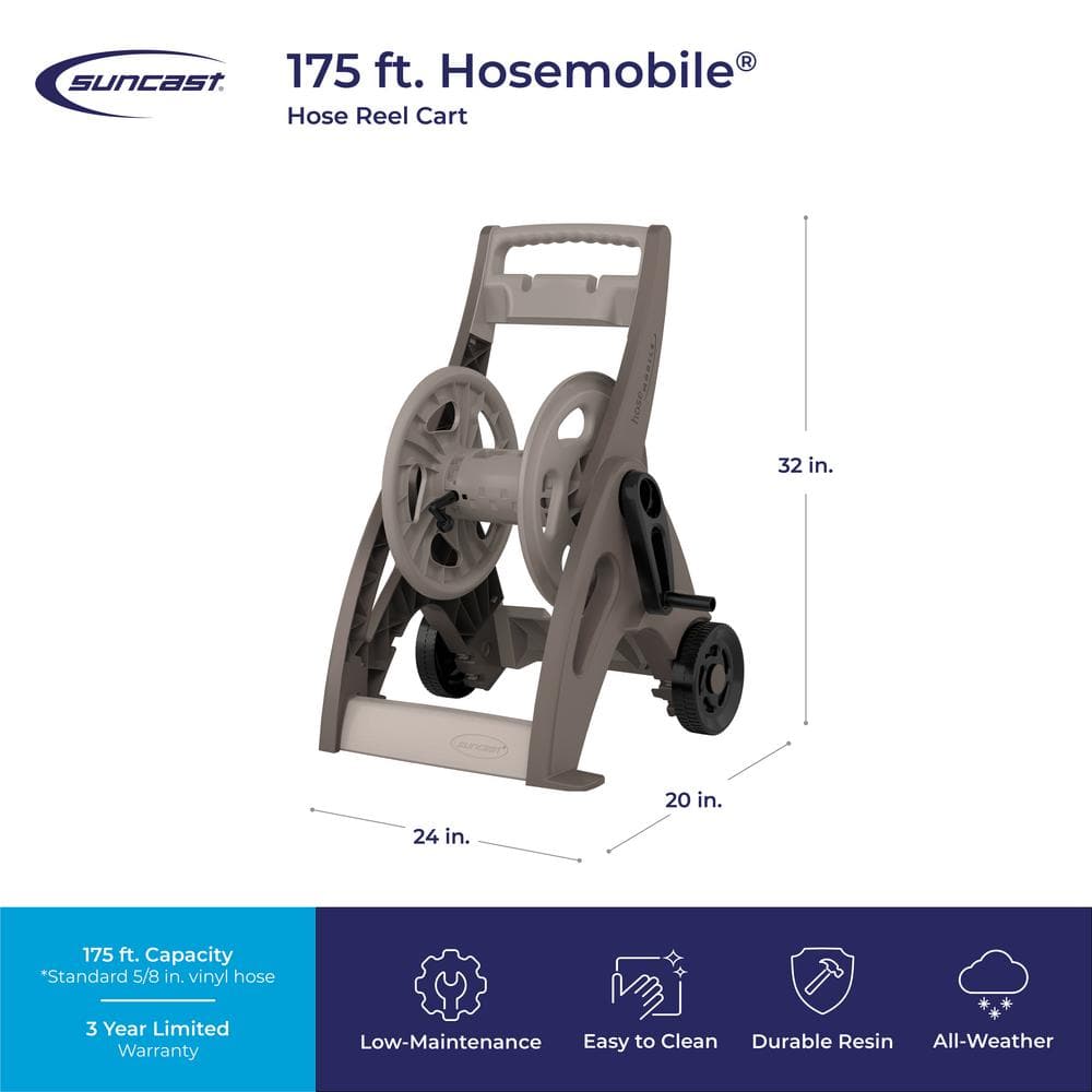 Suncast 175 ft. Manual Crank Hose Reel Mobile Cart