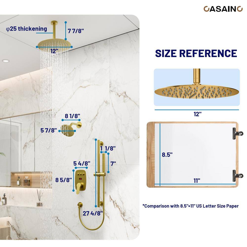 Brushed Gold Dual Showerhead System with Digital Display