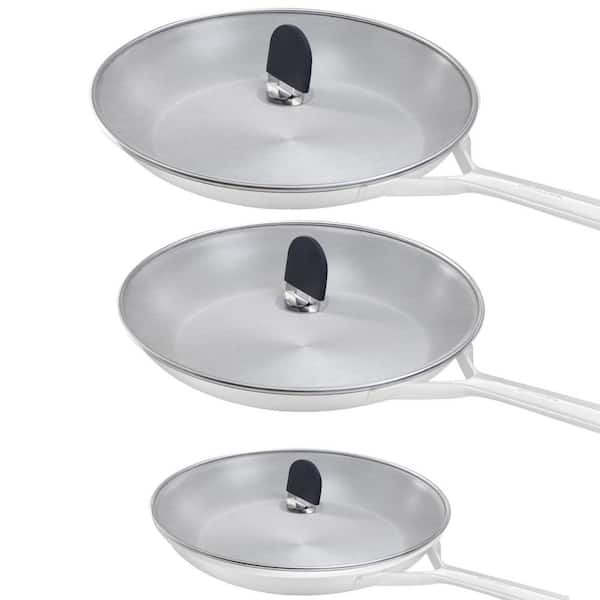 3-Piece Splatter Screen with Silicone Heat Resistant Handle for Safe Indoor and Outdoor Cooking