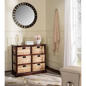 Rustic Storage Cabinet with Two Drawers and Four Classic Rattan