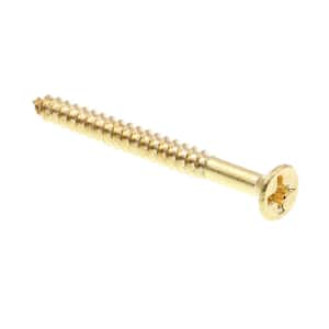 #6 x 1-1/2 in. Solid Brass Phillips Drive Flat Head Wood Screws (25-Pack)