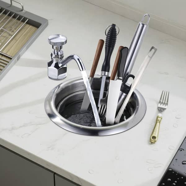 Single Handle Deck Mount Commercial Brass Dipper Well Faucet and Bowl Set, Standard Kitchen Faucet in Polished Chrome