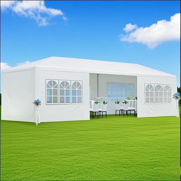 10 ft. Wx 30 ft. Outdoor Garden Gazebo Wedding Party Tent Canopy Marquee with 8 Removable Sidewalls