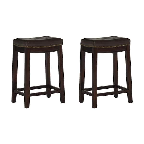 Linon Home Decor Concord 26.5 in. H Brown Wood frame Backless Counter stool (2-Pack)