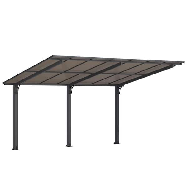 14 ft. x 10 ft. Gazebo Outdoor Pergola for Patio, Freestanding Lean to Hard Top Grill Gazebo Carport with Roof