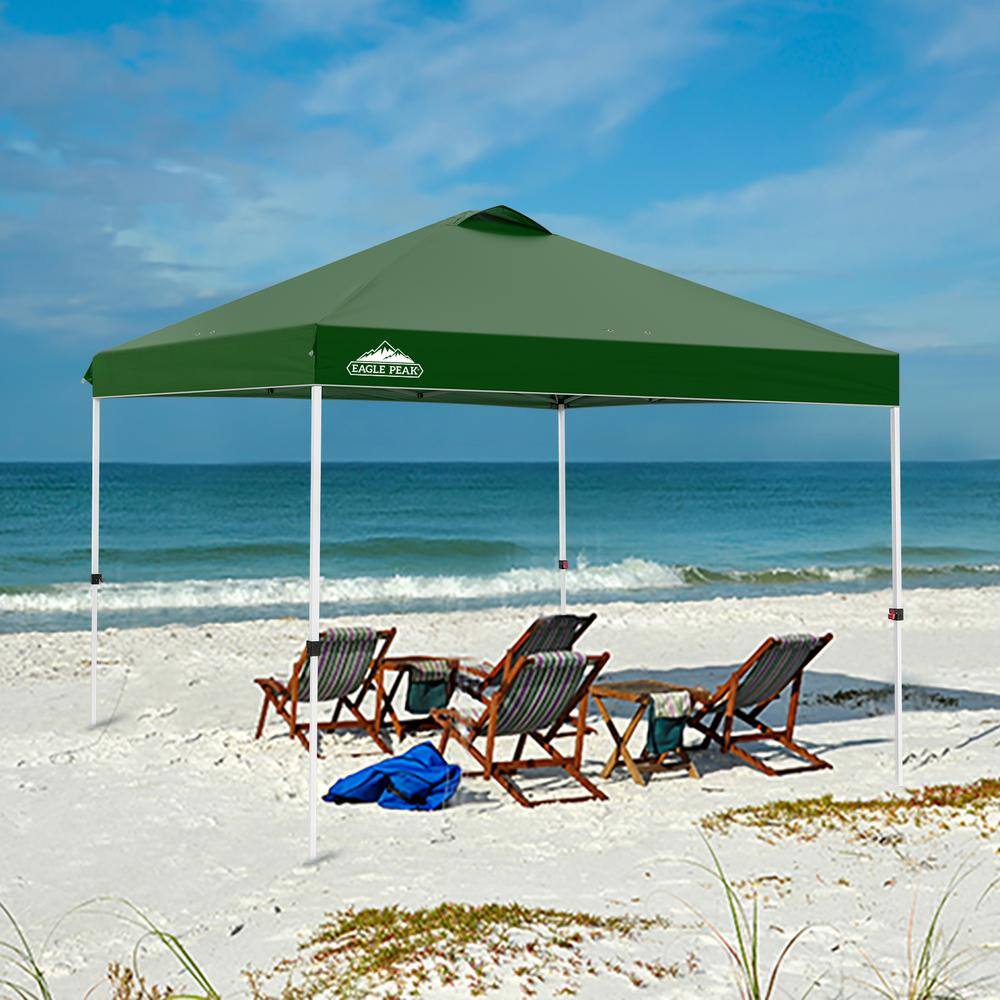 10 ft. Green Pop Up Canopy Tent with Adjustable Height