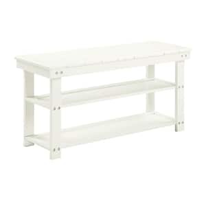 Oxford Ivory Utility Mudroom Bench with Shelves 17 in. H X 35.5 in. W X 12 in. D