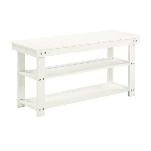 Convenience Concepts Oxford Ivory Utility Mudroom Bench with Shelves 17 in. H X 35.5 in. W X 12 in. D
