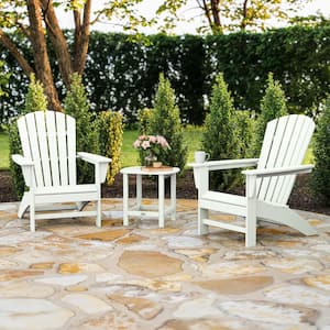 Grant Park White 3-Piece Plastic Traditional Curveback Adirondack Patio Conversation Set