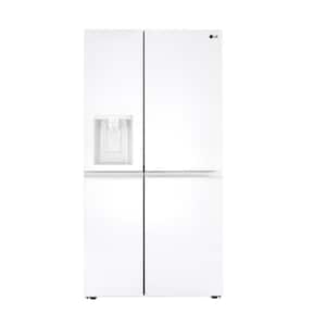 27 cu. ft. Side by Side Refrigerator w/ Pocket Handles,Door Cooling, External Ice and Water Dispenser in Smooth White