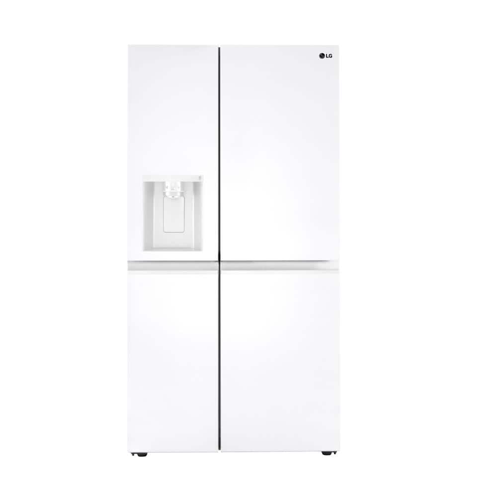 27 cu. ft. Side by Side Refrigerator w/ Pocket Handles,Door Cooling, External Ice and Water Dispenser in Smooth White