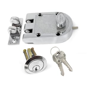 Bright Chrome US26 Single Cylinder Jimmy Proof Die Cast Deadbolt Lock with Flat Strike and 2 KW1 Keys