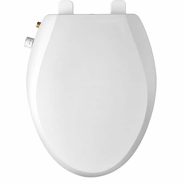 Non-Electric Bidet Seat for Elongated Toilets with Quiet-Close, Dual Nozzles, Adjustable Pressure in White