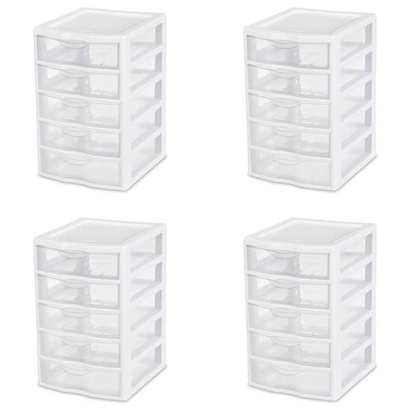 Sterilite Clearview 2.8 Gal. 5-Drawer Small Plastic Desktop Storage in  White (4-Pack) 4 x 20758004 - The Home Depot