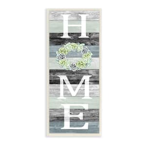 Succulent Wreath Welcome Home Sign Green Black By Kim Allen Unframed Print Country Wall Art 7 in. x 17 in.