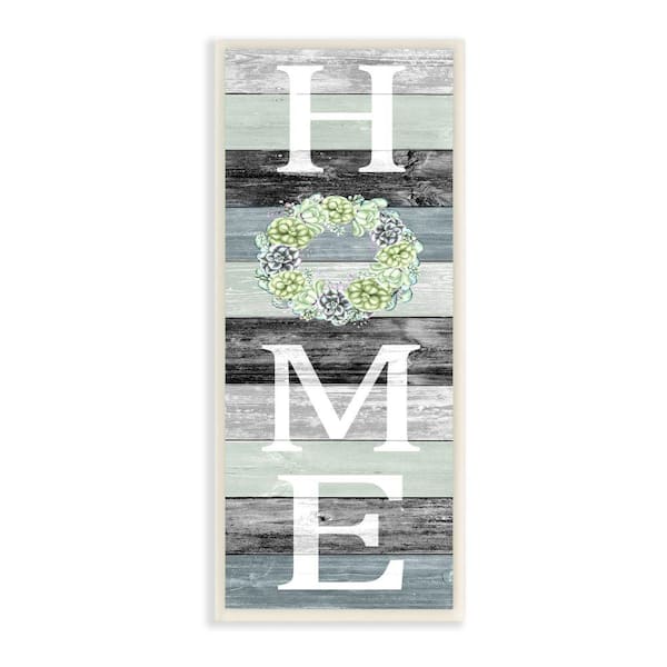 Stupell Industries Succulent Wreath Welcome Home Sign Green Black By Kim Allen Unframed Print Country Wall Art 7 in. x 17 in.