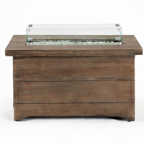 42 In x 20 In Barnyard Rectangular MGO Propane Fire Pit Table with Glass Beads and Cover