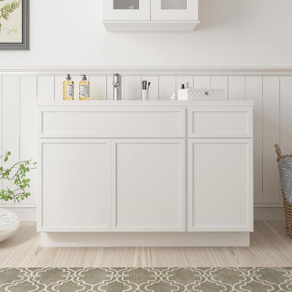 54 in. W x 21 in. D x 32.5 in. H Bath Vanity Cabinet without Top in White (Unassembled)