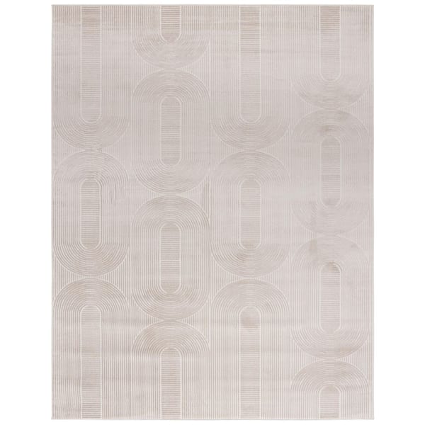 Saylor 9 ft. x 12 ft. Beige Solid Geometric Arches Area Rug