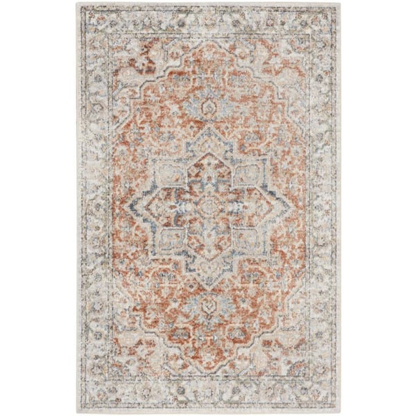 Nourison Astra Machine Washable Gold Multicolor 3 ft. x 5 ft. Distressed Traditional Area Rug