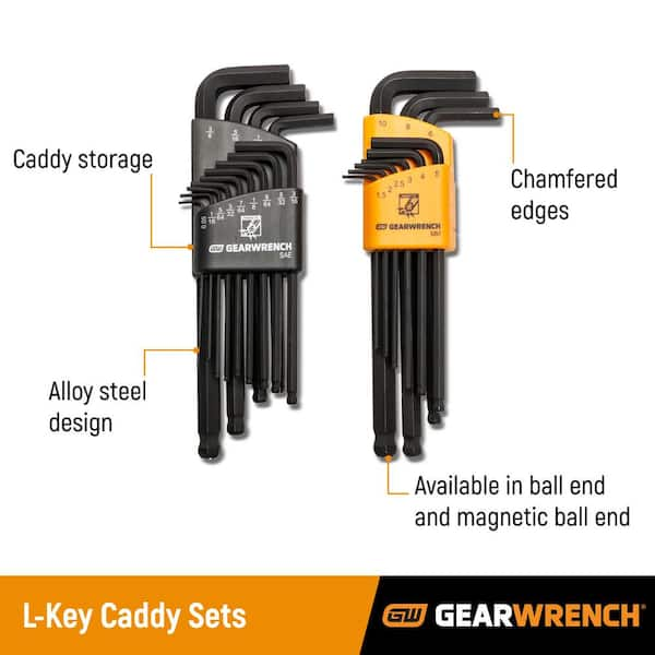 GEARWRENCH Metric Long Arm Hex Key Set with Caddy (9-Piece) 83519 - The  Home Depot