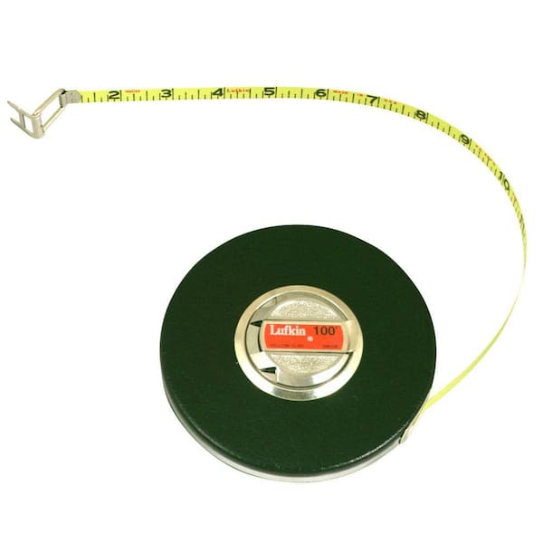 Crescent Lufkin Banner 100 ft. SAE Yellow Clad Steel Long Tape Measure with 1/8 in. Fractional