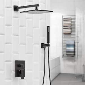10 in. Single-Handle of 2-Spray Square Bathroom Shower Faucet in Oil Rubbed Bronze (Valve Included)