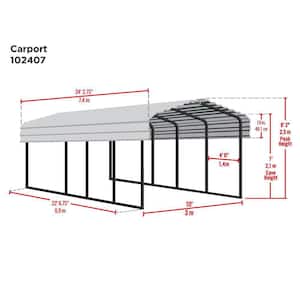 10 ft. W x 24 ft. D x 7 ft. H Eggshell Galvanized Steel Carport, Car Canopy and Shelter