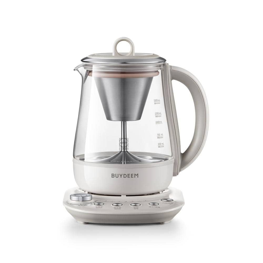 3 Cup 1.5 L Multi-Function Tea and Coffee Brewer, White Electric Kettle with 4-Temperature Settings, 8-Hours Keep Warm