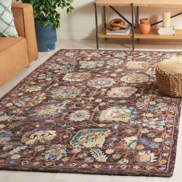 Blossom 8 ft. x 10 ft. Charcoal/Lavender Border Aztec Area Rug