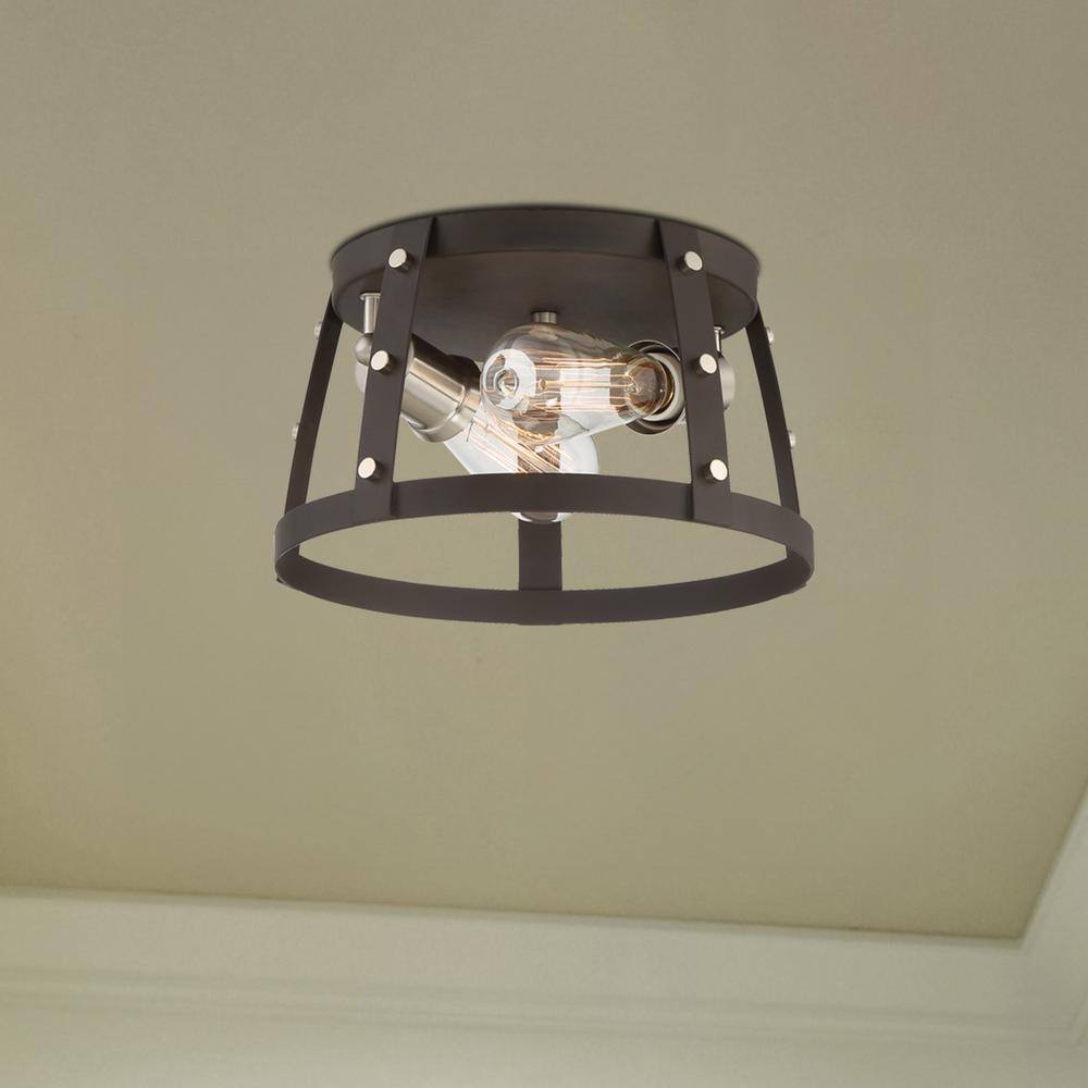 Rustique Glass Drum Flush Mount Ceiling Light