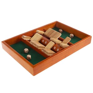 2 Player Shut the Box Game Set - Felt Lined Pine Wood Board with 10 Numbered Tiles on Each Side and 2 Dice
