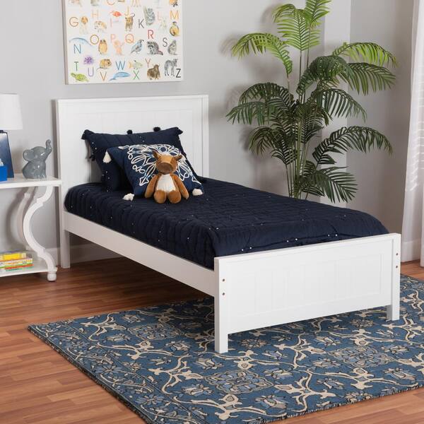 Baxton Studio Neves White Wood Frame Twin Platform Bed 224 12533