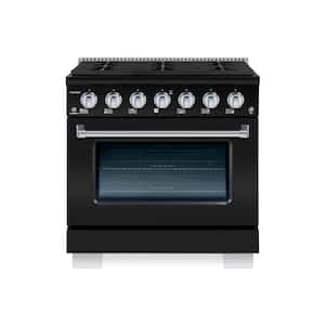 BOLD 36" 5.2 Cu. Ft. 6 Burner Freestanding Single Oven Dual Fuel Range with Gas Stove and Electric Oven in Grey Family