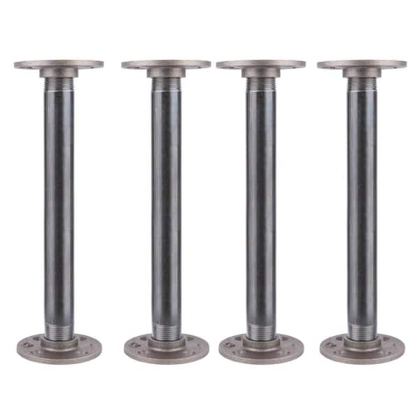 PIPE DECOR 1 in. x 1 ft. L Black Steel Pipe Flange Table Leg Kit (Set of 4)