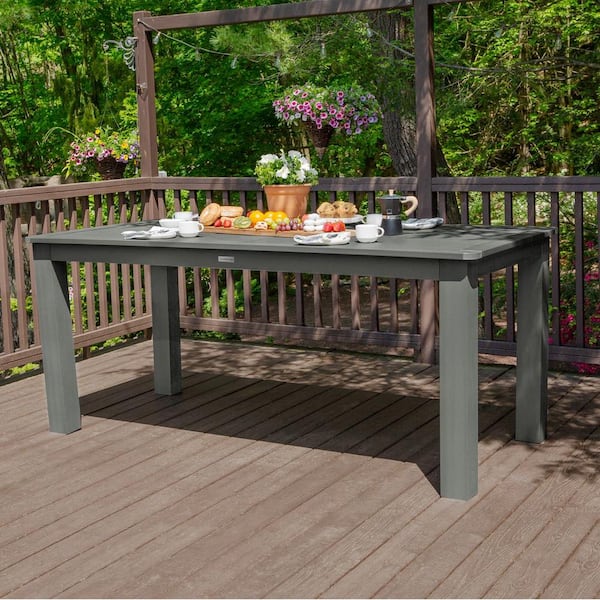 Highwood Rectangular Plastic Outdoor 42 in. x 84 in. Counter Height Dining Table in Coastal Teak