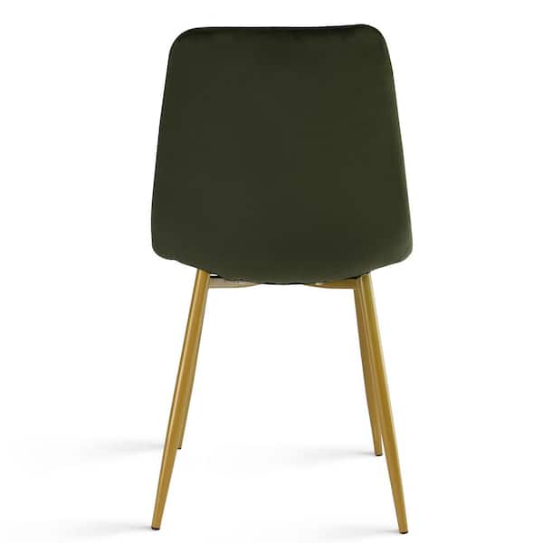 Elevens Mossgreen Velvet Upholstered, Open Back Velvet Dining Chair In Moss Green