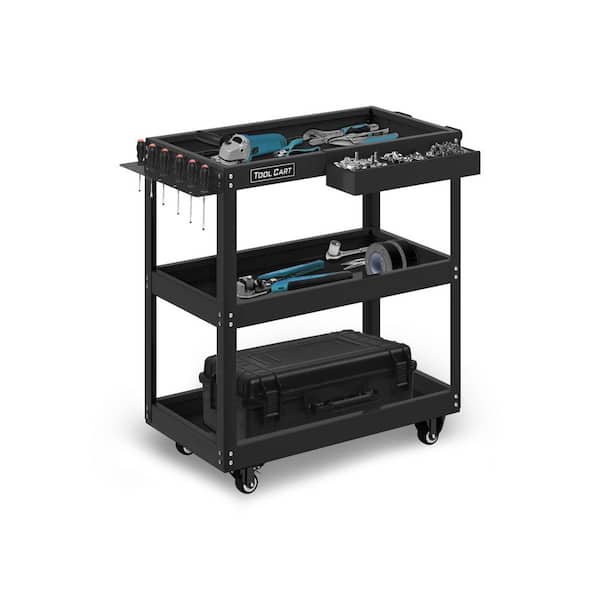 Tool Storage 29.5 in.-330 Lbs Capacity Tool Cart on Wheels Black