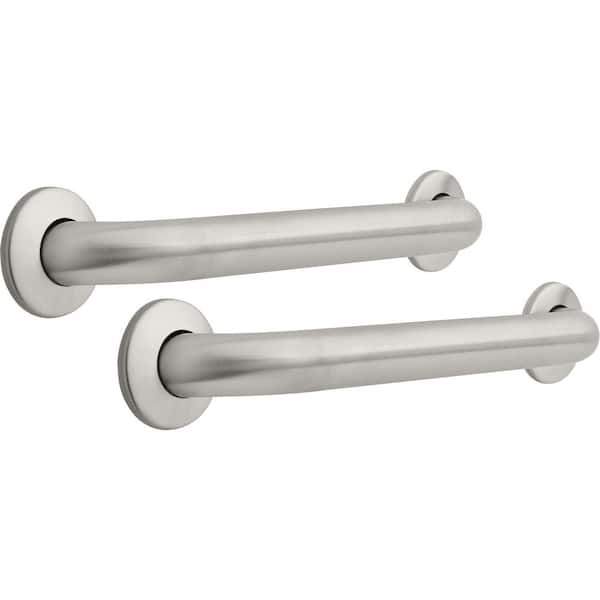 Franklin Brass Franklin Brass Wall Mount 16 in. x 1-1/2 in. ADA Concealed Screw Grab Bar in Stainless Steel (2-Pack)