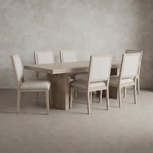 Flonnin 7 Piece Modern Classic Rectangle Tawny Brown Wood Top Dining Table Set Seats 6