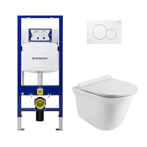 2-Piece 0.8/1.6 GPF Dual Flush Lily Elongated Toilet in White with 2 x 6 Concealed Tank and Plate, Seat Included
