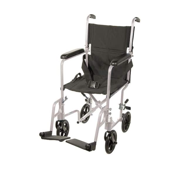 Drive Lightweight Transport Wheelchair in Silver with 17 in. Seat