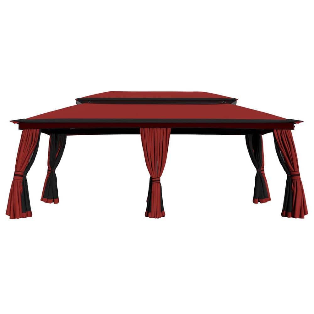 20 ft. x 10 ft. Red Outdoor Patio Steel Frame Soft Top Gazebo with Mosquito Netting and Weather-Resistant Canopy Top price history on PriceWatchPro