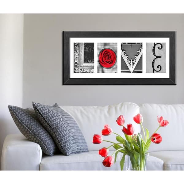 Imagine Letters 4-Opening 4 in. x 6 in. White Matted Black Photo Collage Frame