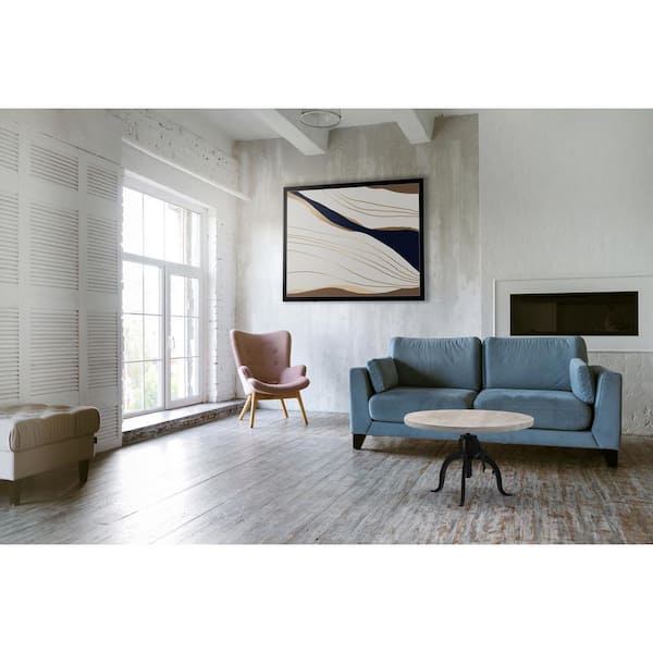 Riley 28 in. Chestnut, Black Round Wood Coffee Table