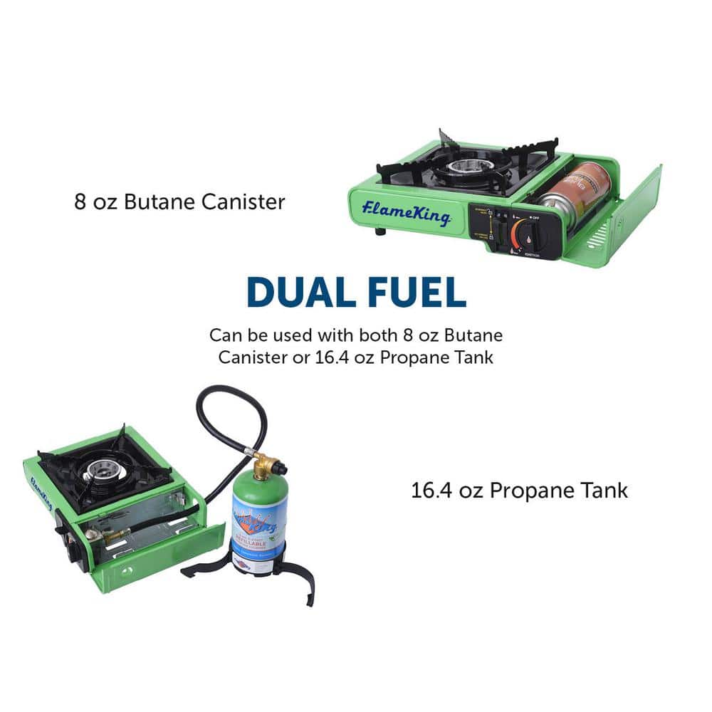 Flame King Green Portable Single Burner Gas Stove