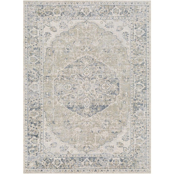 Lillian Sky Blue/Light Grey 8 ft. x 10 ft. Indoor Machine-Washable Area Rug